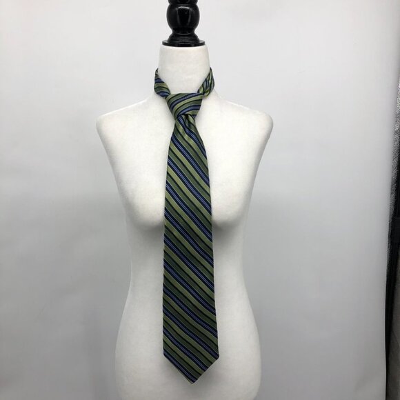 MICHAEL Michael Kors Green & Blue Striped Silk Tie - Picture 10 of 10